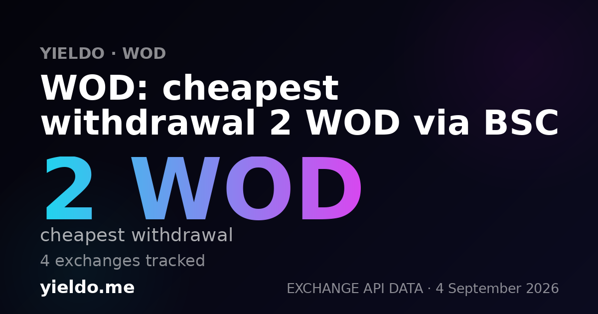WOD: cheapest withdrawal 2 WOD via BSC