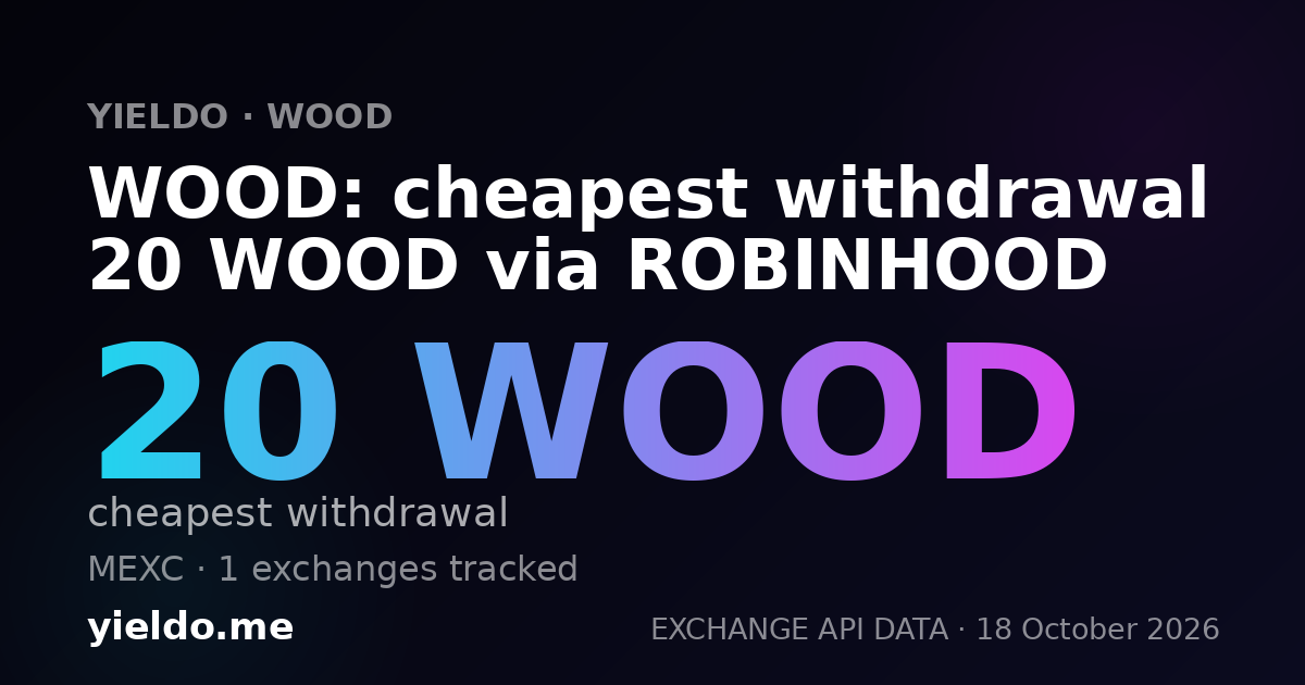 WOOD: cheapest withdrawal 20 WOOD via ROBINHOOD