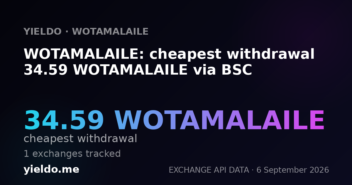 WOTAMALAILE: cheapest withdrawal 34.59 WOTAMALAILE via BSC