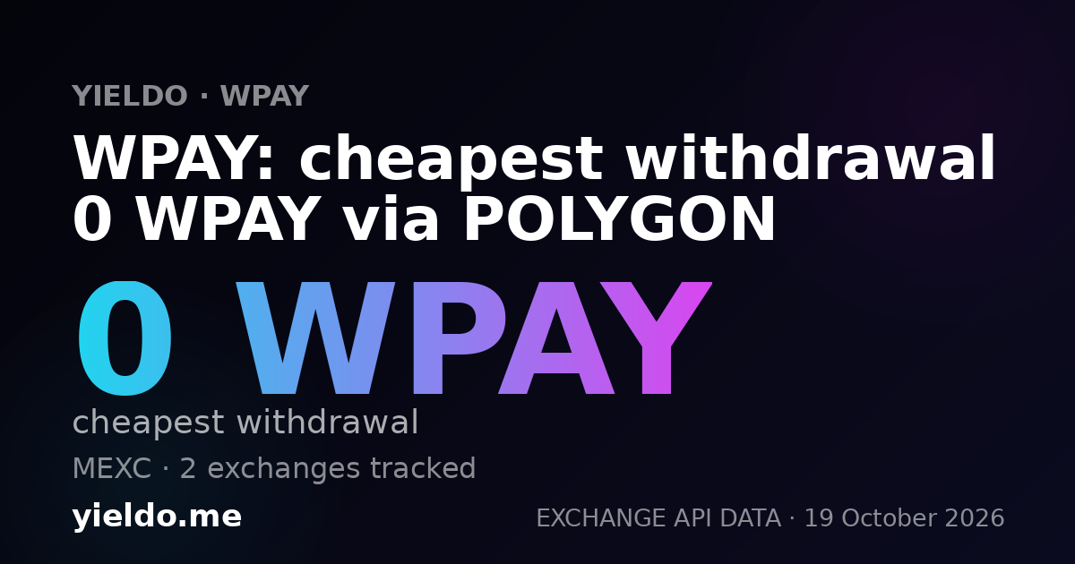 WPAY: cheapest withdrawal 0 WPAY via POLYGON