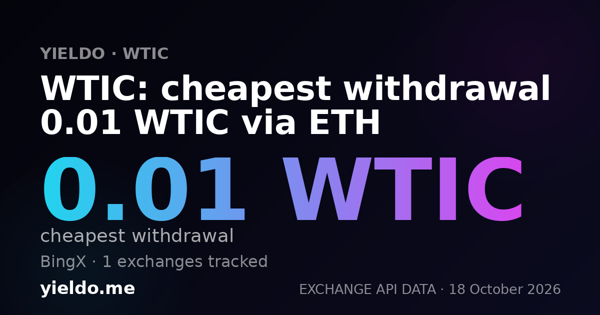 WTIC: cheapest withdrawal 0.01 WTIC via ETH
