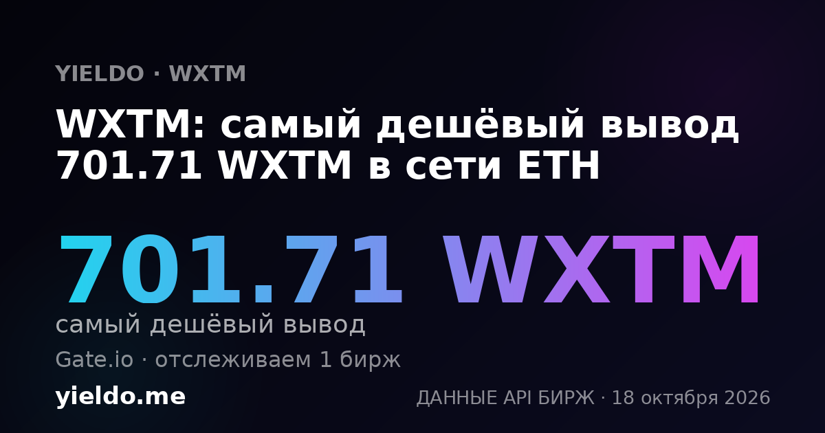 WXTM: самый дешёвый вывод 701.71 WXTM в сети ETH