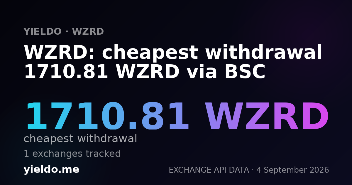WZRD: cheapest withdrawal 1710.81 WZRD via BSC