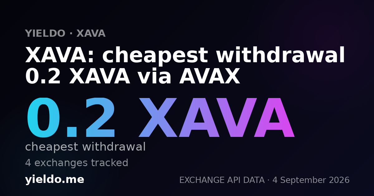 XAVA: cheapest withdrawal 0.2 XAVA via AVAX