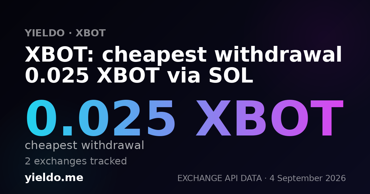 XBOT: cheapest withdrawal 0.025 XBOT via SOL