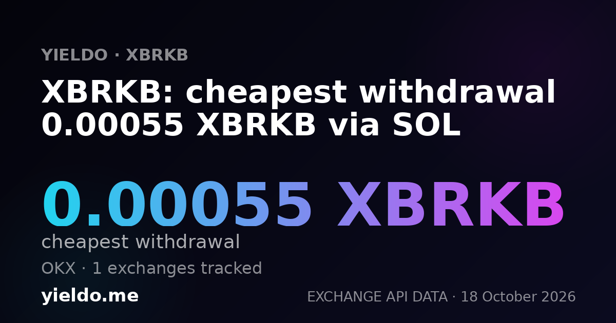 XBRKB: cheapest withdrawal 0.00055 XBRKB via SOL