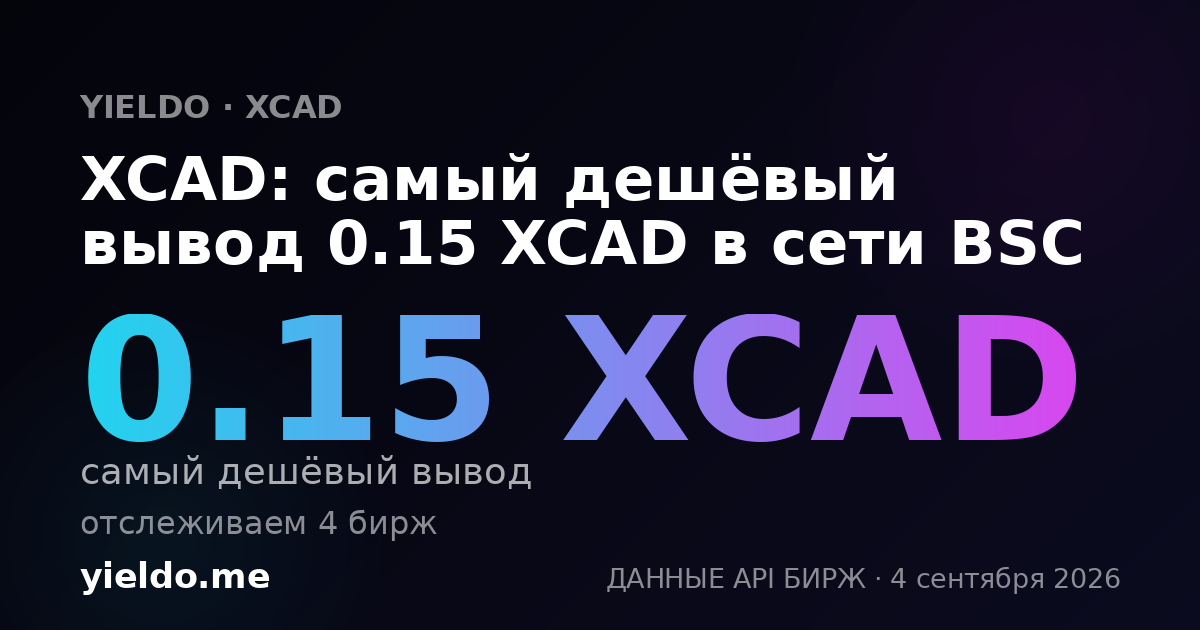 XCAD: самый дешёвый вывод 0.15 XCAD в сети BSC
