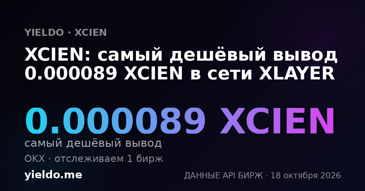 XCIEN: самый дешёвый вывод 0.000089 XCIEN в сети XLAYER