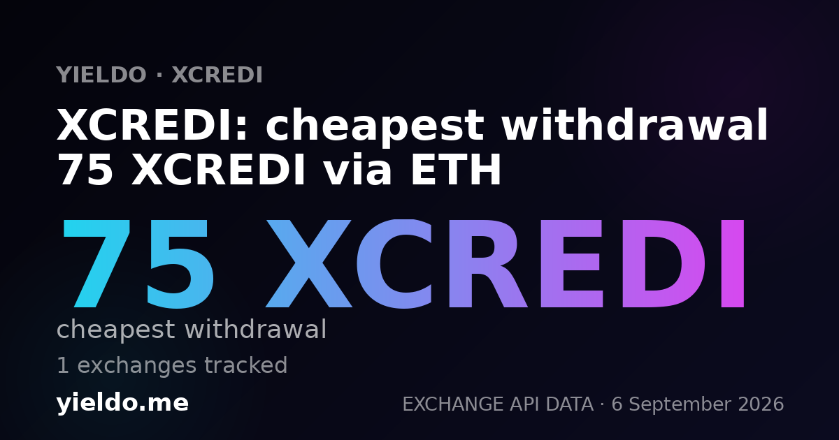 XCREDI: cheapest withdrawal 75 XCREDI via ETH