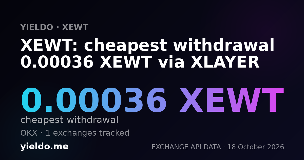 XEWT: cheapest withdrawal 0.00036 XEWT via XLAYER