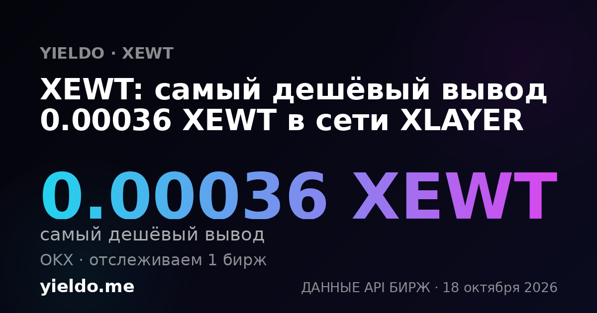 XEWT: самый дешёвый вывод 0.00036 XEWT в сети XLAYER