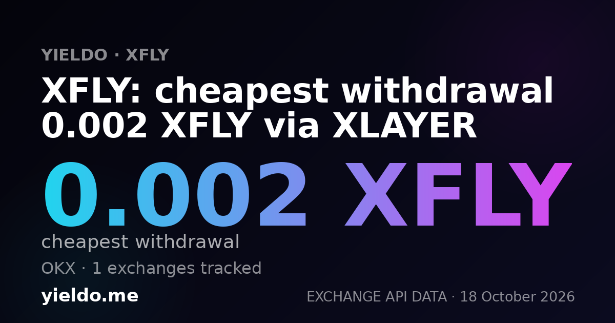XFLY: cheapest withdrawal 0.0019 XFLY via XLAYER