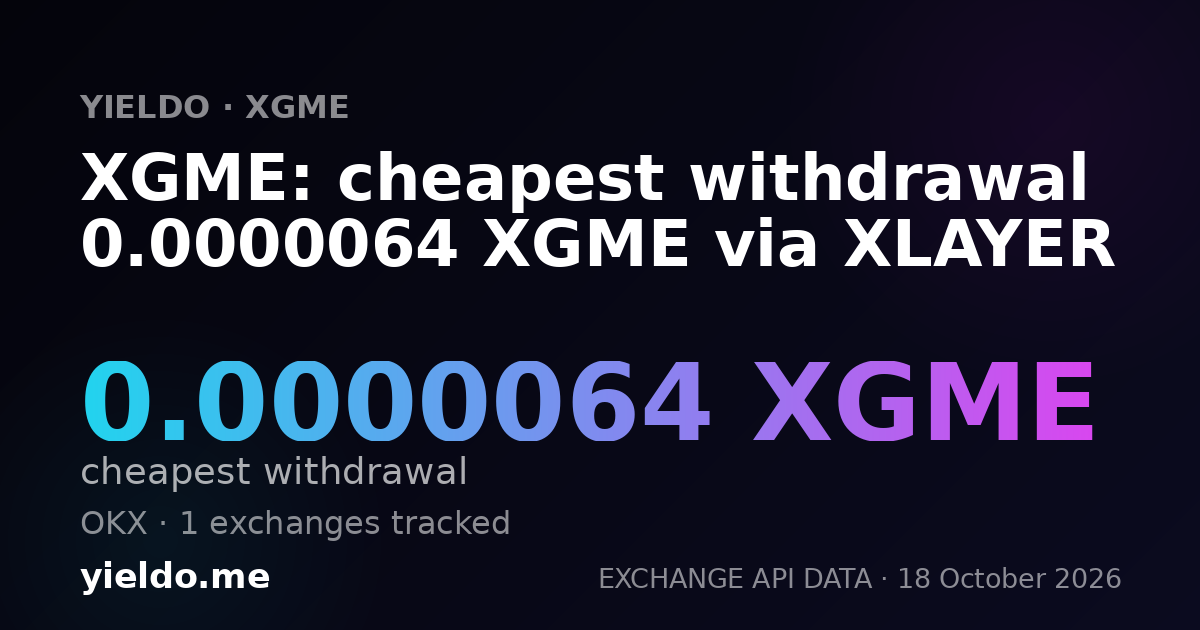 XGME: cheapest withdrawal 0.0000064 XGME via XLAYER