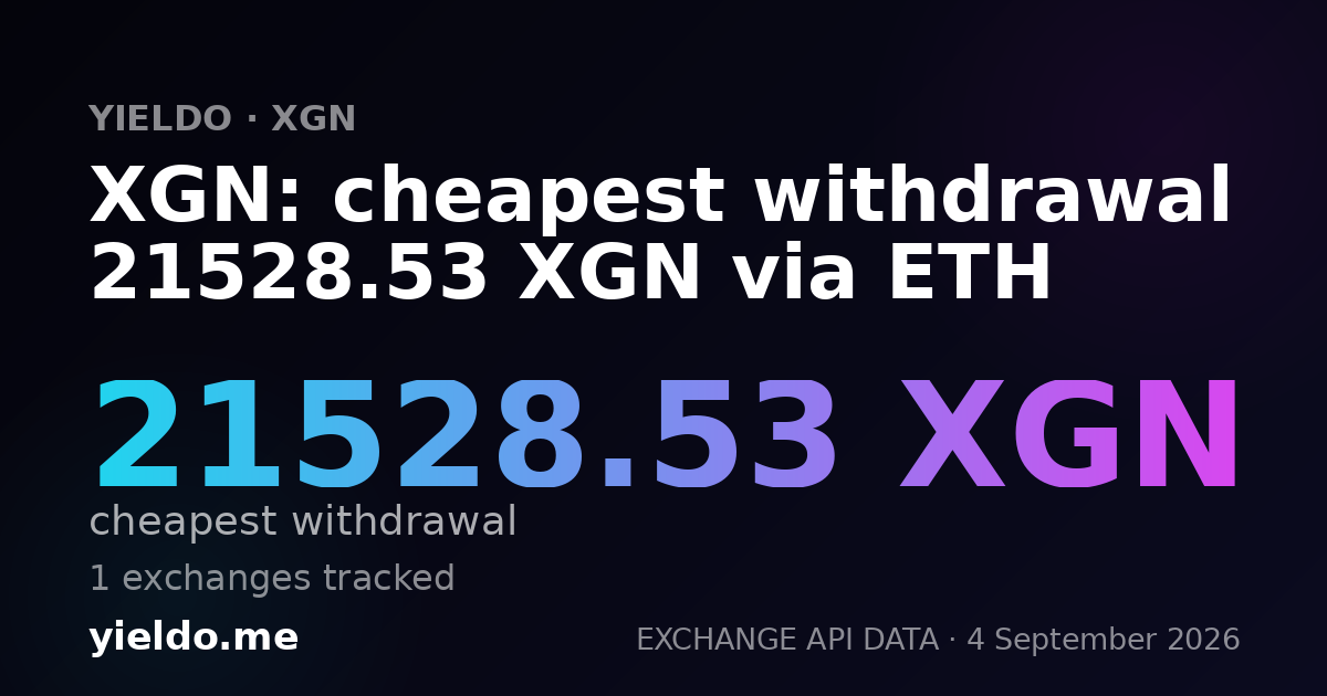 XGN: cheapest withdrawal 21528.53 XGN via ETH