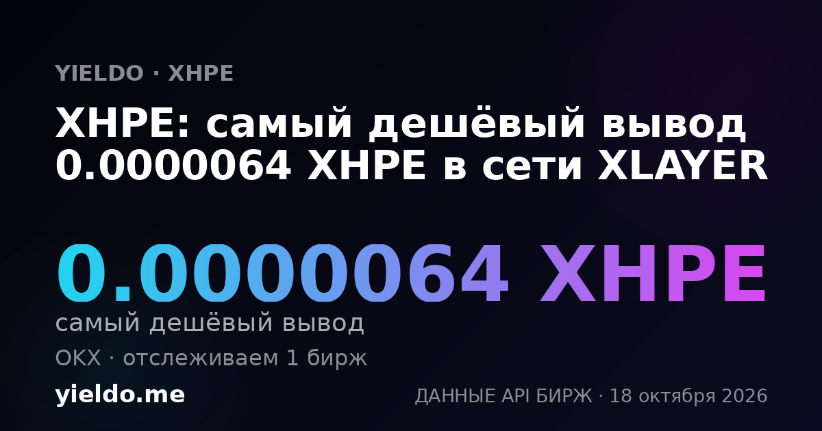 XHPE: самый дешёвый вывод 0.0000064 XHPE в сети XLAYER
