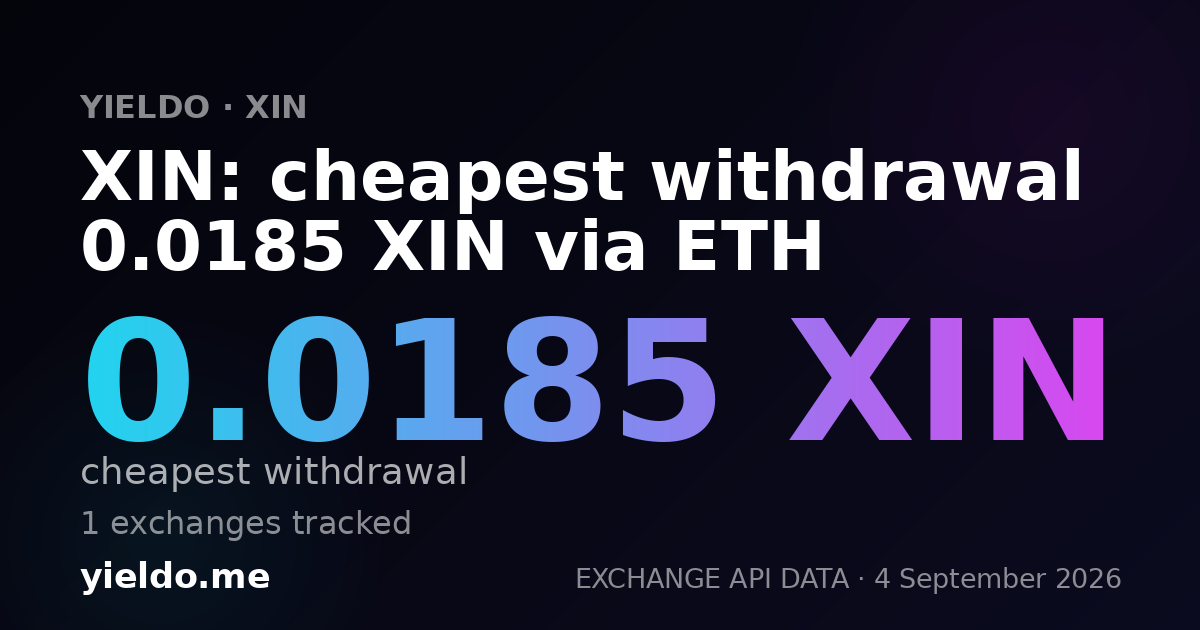 XIN: cheapest withdrawal 0.0185 XIN via ETH