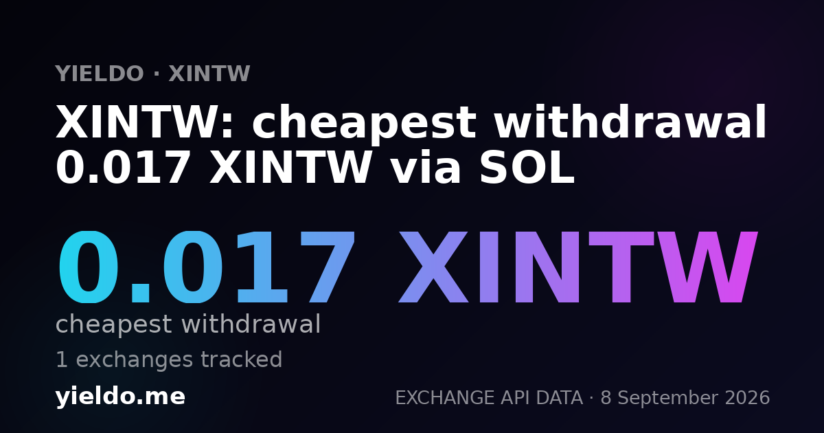 XINTW: cheapest withdrawal 0.017 XINTW via SOL