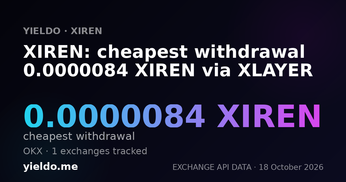 XIREN: cheapest withdrawal 0.0000083 XIREN via XLAYER