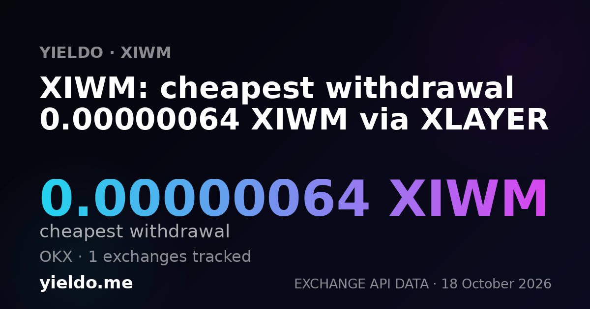 XIWM: cheapest withdrawal 0.00000064 XIWM via XLAYER