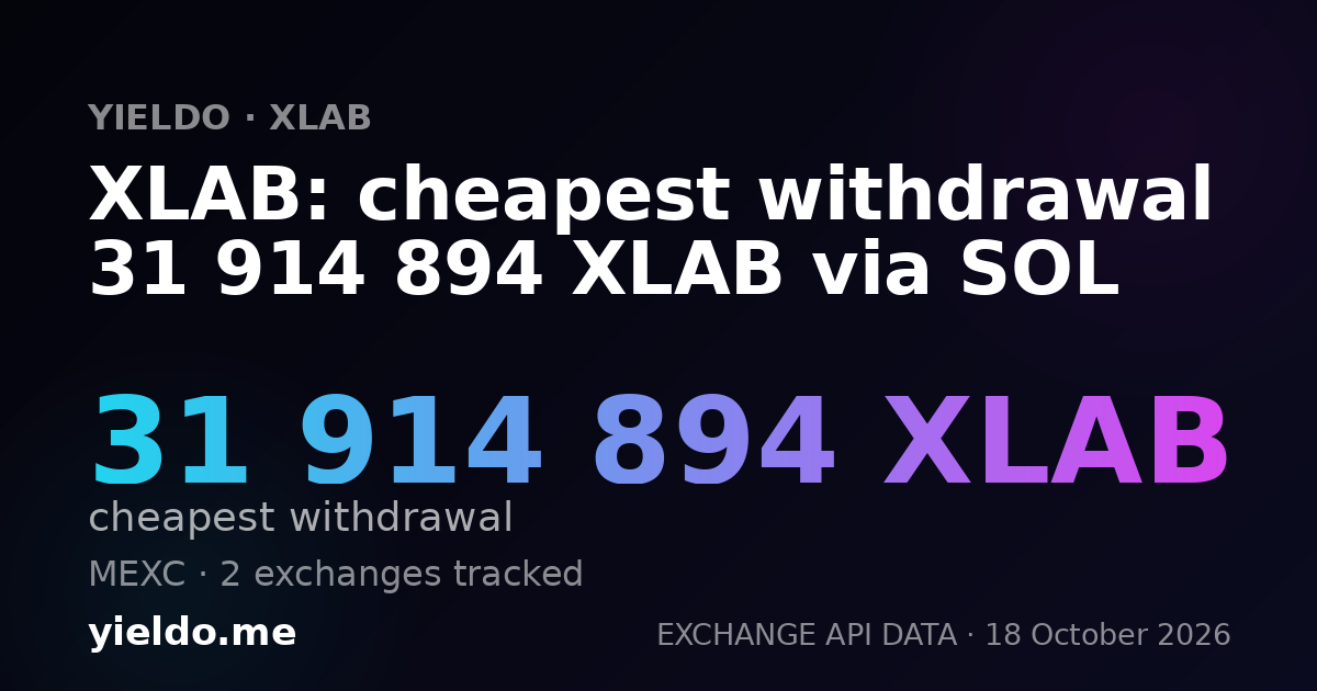 XLAB: cheapest withdrawal 31 914 894 XLAB via SOL
