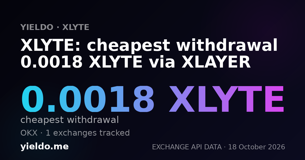 XLYTE: cheapest withdrawal 0.0018 XLYTE via XLAYER