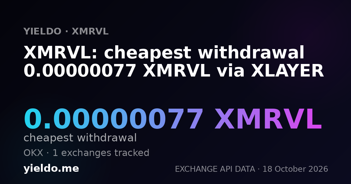 XMRVL: cheapest withdrawal 0.00000077 XMRVL via XLAYER