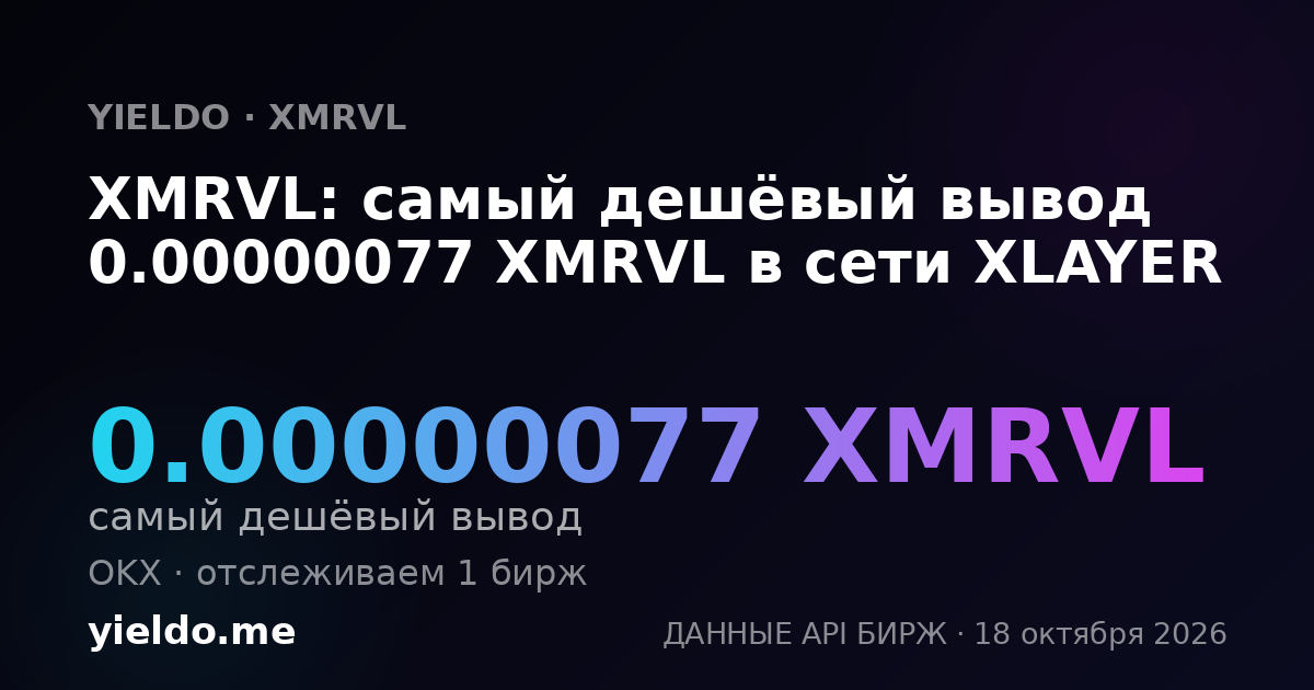XMRVL: самый дешёвый вывод 0.00000077 XMRVL в сети XLAYER