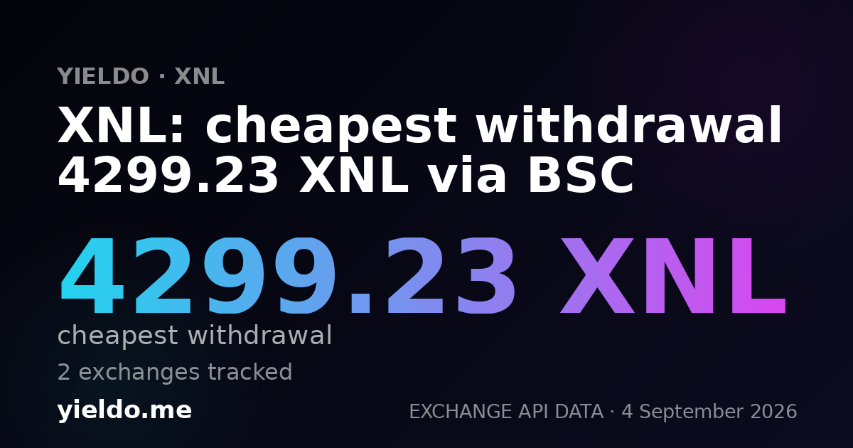XNL: cheapest withdrawal 4299.23 XNL via BSC