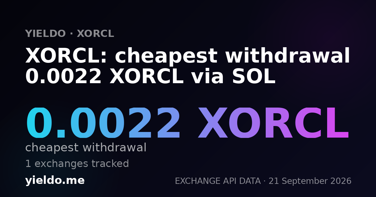 XORCL: cheapest withdrawal 0.0022 XORCL via SOL