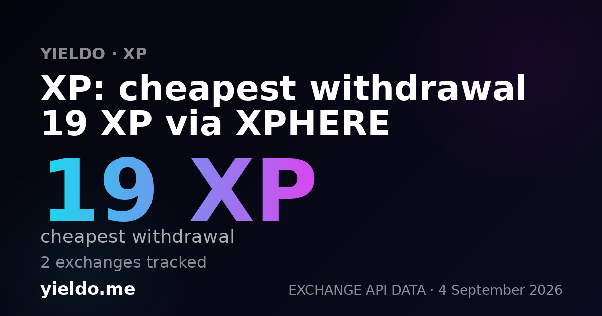 XP: cheapest withdrawal 19 XP via XPHERE