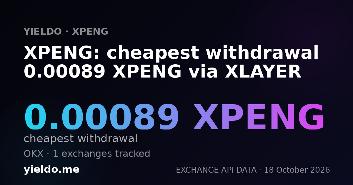 XPENG: cheapest withdrawal 0.00089 XPENG via XLAYER