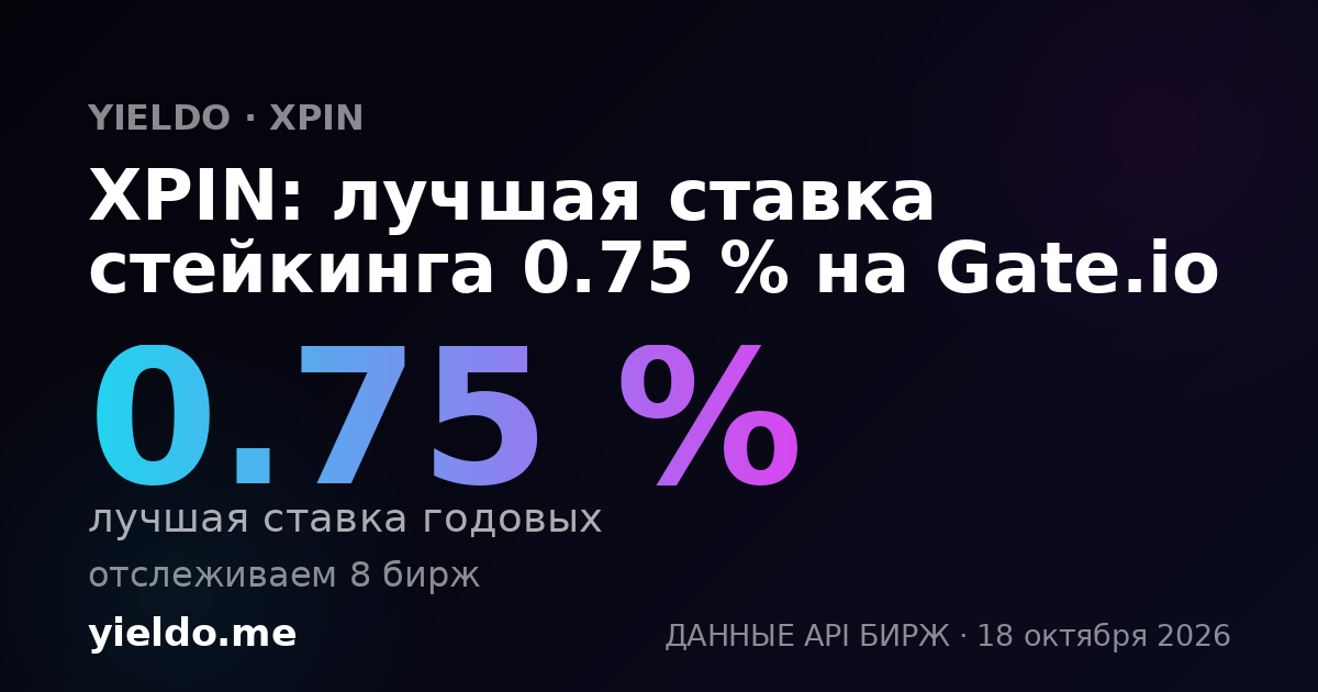 XPIN: лучшая ставка стейкинга 0.75 % на Gate.io