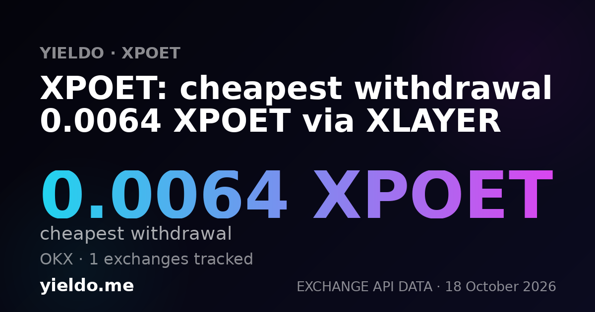 XPOET: cheapest withdrawal 0.0064 XPOET via XLAYER