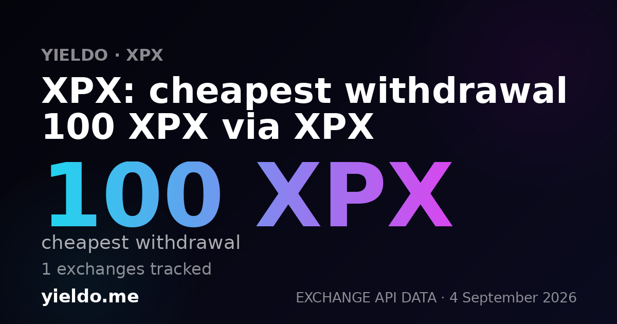 XPX: cheapest withdrawal 100 XPX via XPX