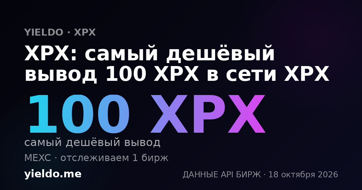 XPX: самый дешёвый вывод 100 XPX в сети XPX