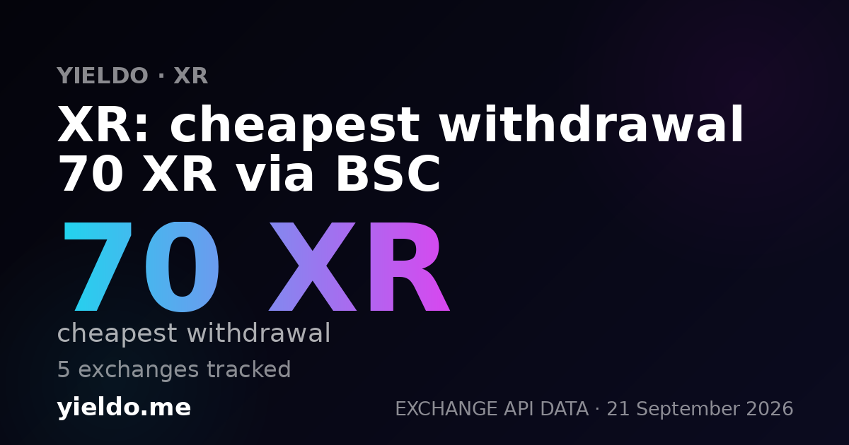 XR: cheapest withdrawal 70 XR via BSC