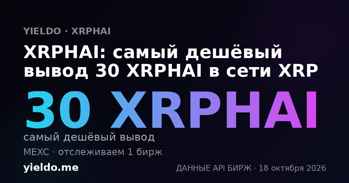 XRPHAI: самый дешёвый вывод 30 XRPHAI в сети XRP