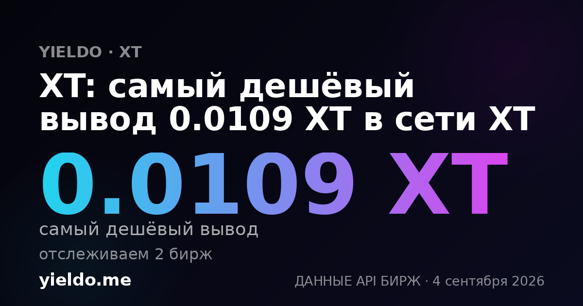 XT: самый дешёвый вывод 0.0109 XT в сети XT