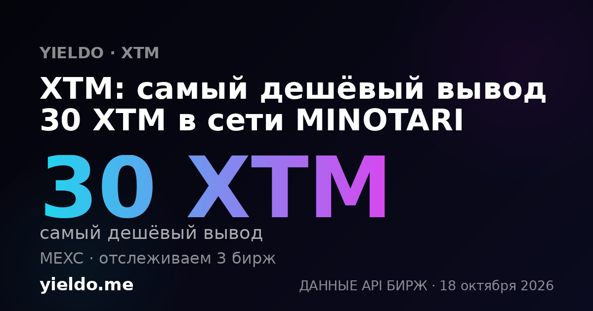 XTM: самый дешёвый вывод 30 XTM в сети MINOTARI