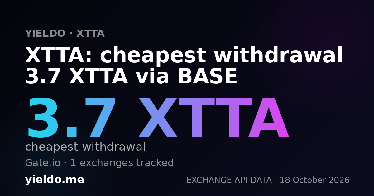 XTTA: cheapest withdrawal 3.7 XTTA via BASE