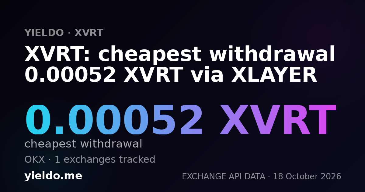 XVRT: cheapest withdrawal 0.00052 XVRT via XLAYER
