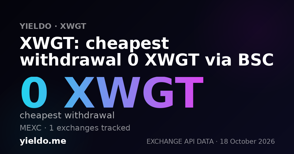 XWGT: cheapest withdrawal 0 XWGT via BSC
