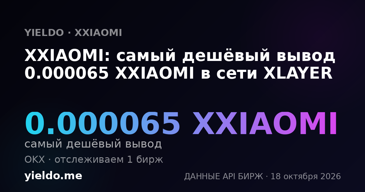 XXIAOMI: самый дешёвый вывод 0.000065 XXIAOMI в сети XLAYER
