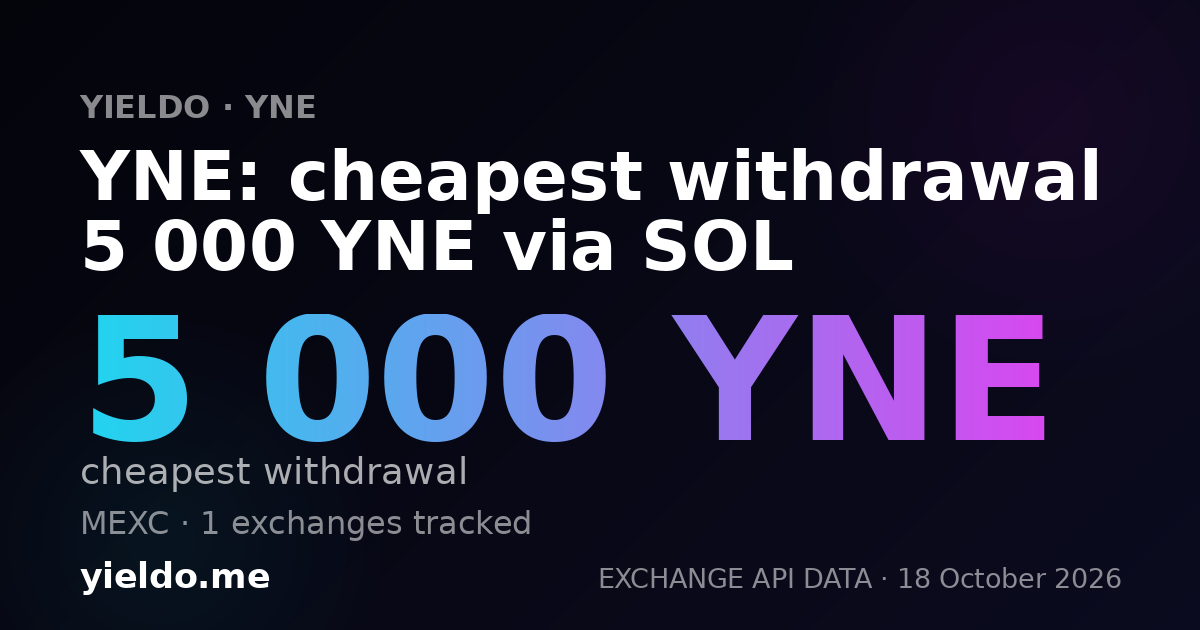 YNE: cheapest withdrawal 5 000 YNE via SOL