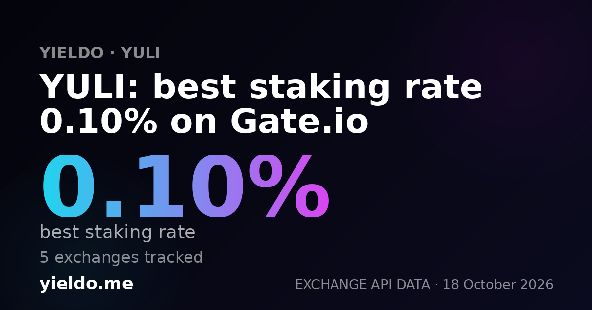 YULI: best staking rate 0.10% on Gate.io