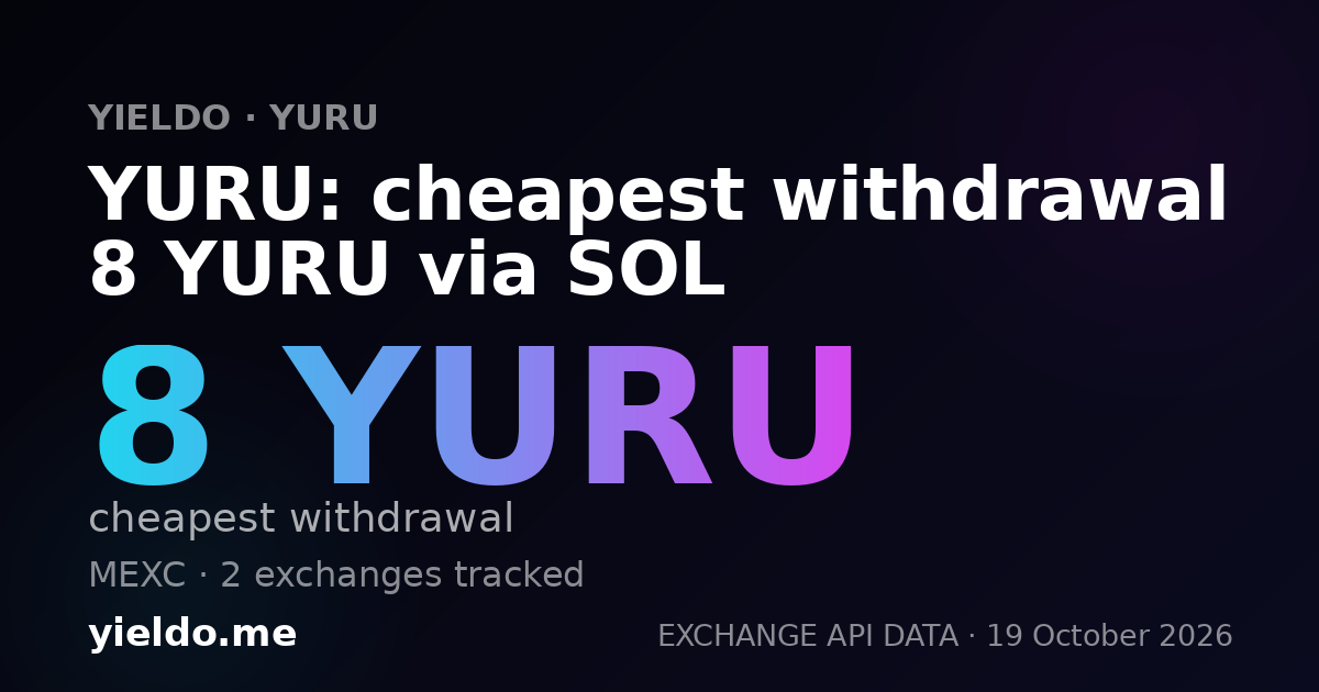 YURU: cheapest withdrawal 8 YURU via SOL