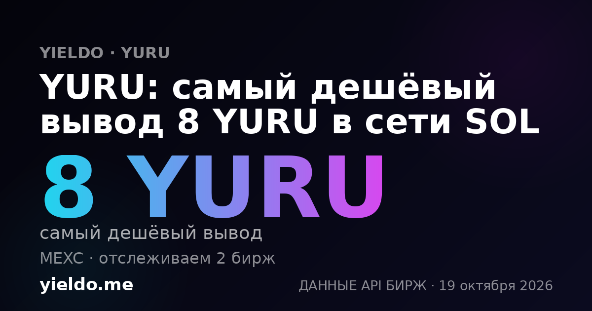 YURU: самый дешёвый вывод 8 YURU в сети SOL