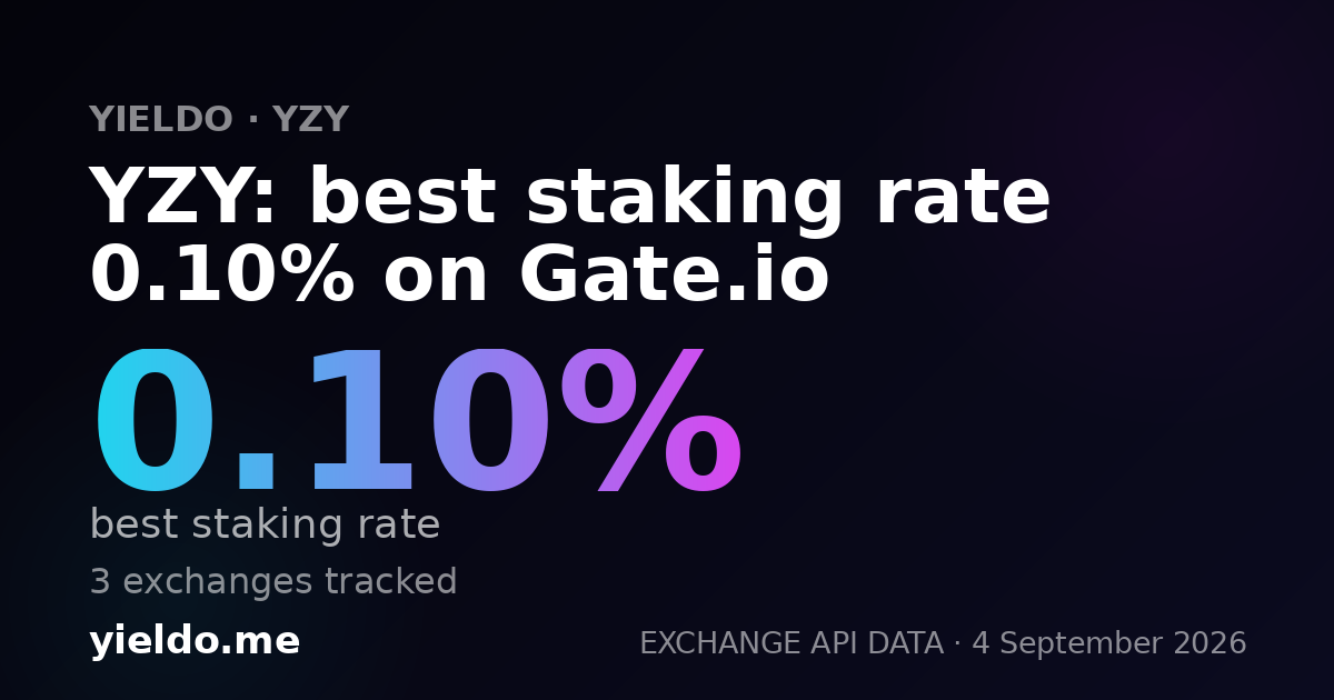YZY: best staking rate 0.10% on Gate.io