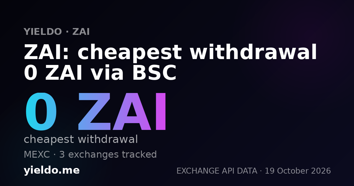 ZAI: cheapest withdrawal 0 ZAI via BSC