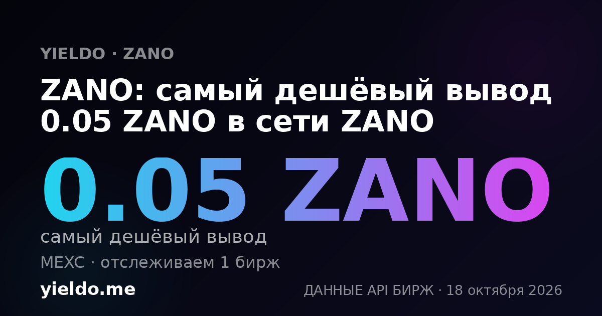 ZANO: самый дешёвый вывод 0.05 ZANO в сети ZANO